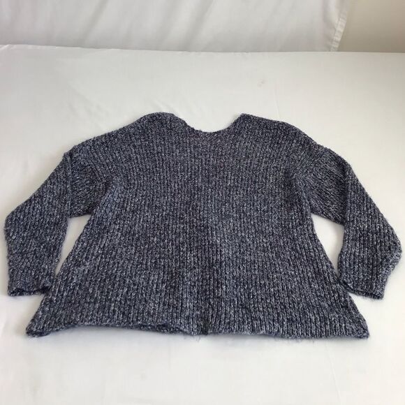 Wildfox Drew Oversize Herringbone Open V Chunky Sweater Blue White Size Small - Picture 7 of 13